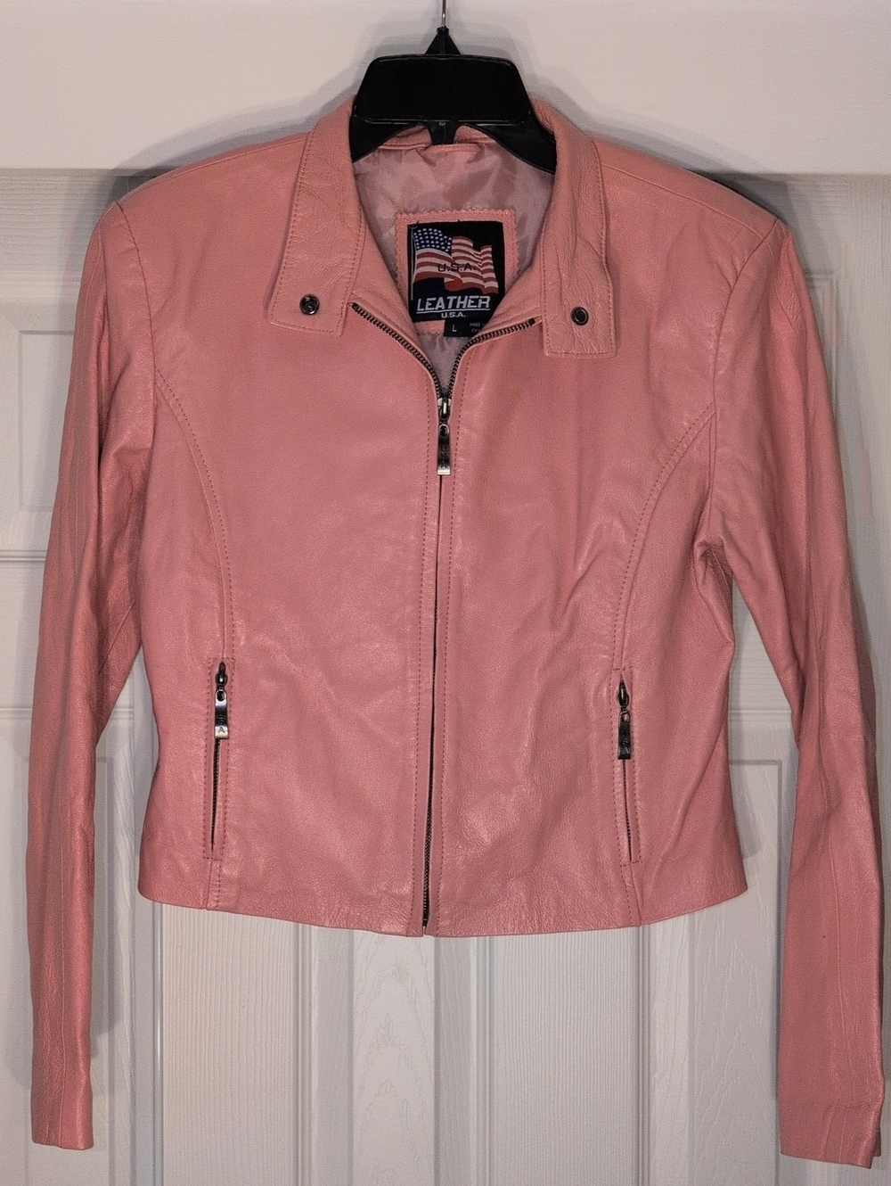 Pink Women's Leather Jacket